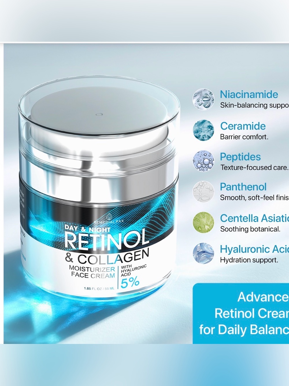 Remedial Pax Day & Night Retinol and Collagen  With 5% Hyaluronic Acid